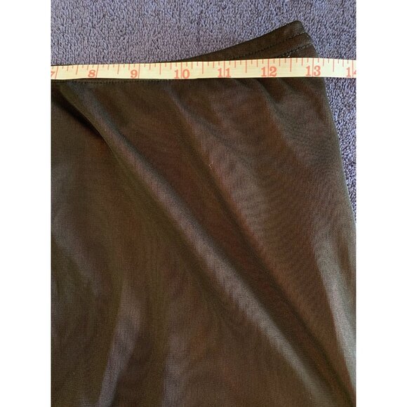 Vintage Dynamite Skirt Black Mesh Sheer Tiered Ruffle Midi Red Half-slip Y2K - Picture 6 of 7